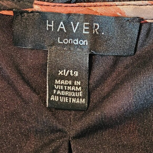 Haver London black/orange floral design pullover Blouse.  Size XL - Picture 7 of 10